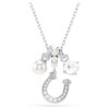Pingente Symbolica com pérola de cristal, corte redondo, pavé, ferradura, branco, banhado a ródio Pingente Symbolica com pérola de cristal, corte redondo, pavé, ferradura, branco, banhado a ródio