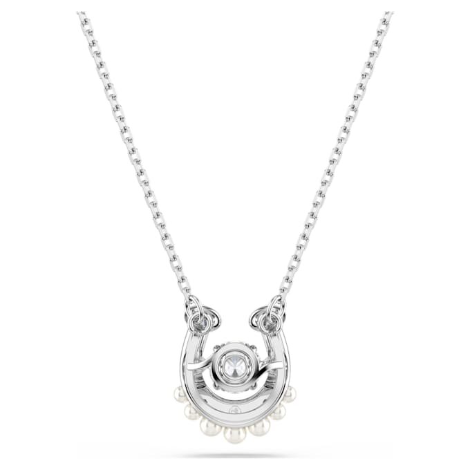 Pingente Symbolica com pérola de cristal, corte redondo, pavé, ferradura, branco, banhado a ródio Pingente Symbolica com pérola de cristal, corte redondo, pavé, ferradura, branco, banhado a ródio