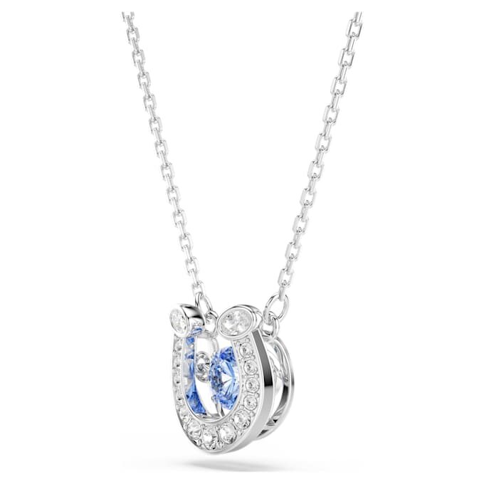 Pingente Symbolica, corte redondo, pavé, ferradura, azul, banhado a ródio Pingente Symbolica, corte redondo, pavé, ferradura, azul, banhado a ródio