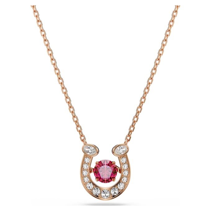 Pingente Symbolica, corte redondo, pavé, ferradura, vermelho, banhado a ouro rosa Pingente Symbolica, corte redondo, pavé, ferradura, vermelho, banhado a ouro rosa