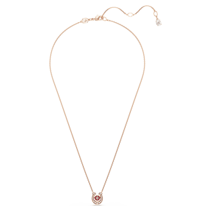 Pingente Symbolica, corte redondo, pavé, ferradura, vermelho, banhado a ouro rosa Pingente Symbolica, corte redondo, pavé, ferradura, vermelho, banhado a ouro rosa
