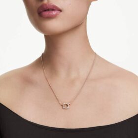 Pingente Symbolica Pavé, Ferradura, Branco, Banhado a Ouro Rosa