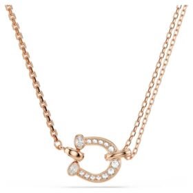 Pingente Symbolica Pavé, Ferradura, Branco, Banhado a Ouro Rosa
