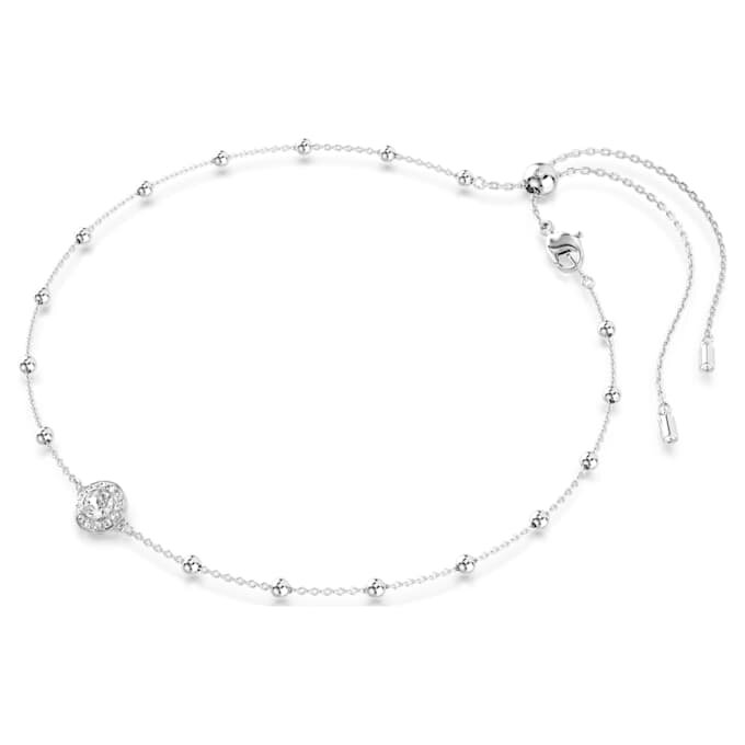 Pingente Una Angelic com corte redondo, motivos em ambos os lados, branco, banhado a ródio Pingente Una Angelic com corte redondo, motivos em ambos os lados, branco, banhado a ródio