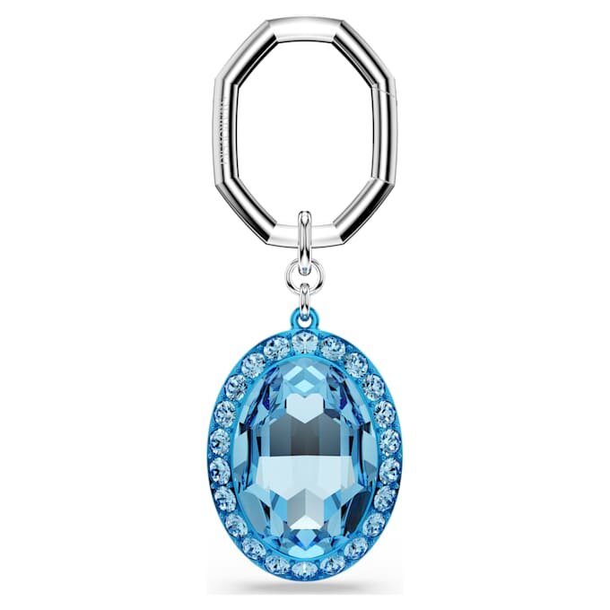 Porta-chaves com corte oval, azul, acabamento em metais misturados Porta-chaves com corte oval, azul, acabamento em metais misturados