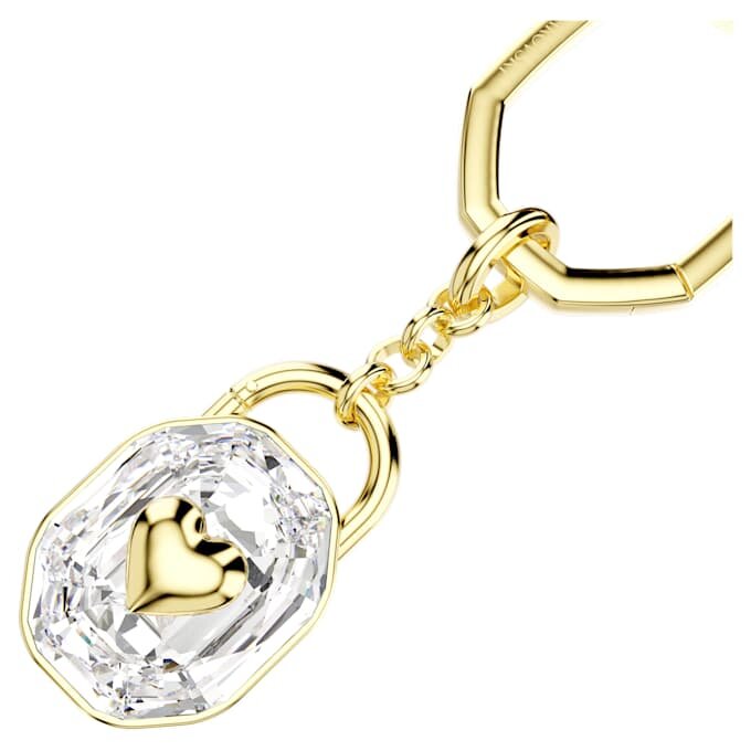 Porta-chaves com corte oval, branco, banhado a dourado Porta-chaves com corte oval, branco, banhado a dourado