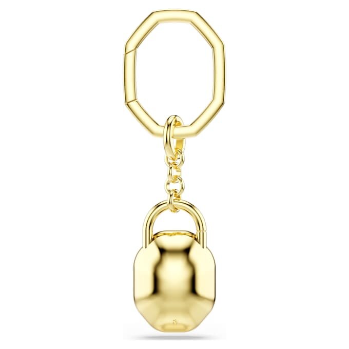 Porta-chaves com corte oval, branco, banhado a dourado Porta-chaves com corte oval, branco, banhado a dourado