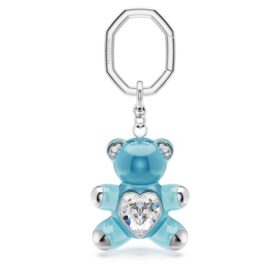 Porta-chaves Teddy Bear, azul, banhado a ródio
