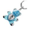 Porta-chaves Teddy Bear, azul, banhado a ródio
