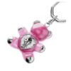 Porta-chaves Teddy Bear, rosa, banhado a ródio