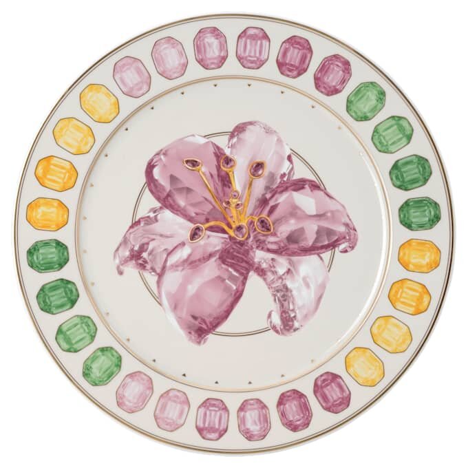 Prato de serviço Idyllia em porcelana, motivo com estampado de cristal, lírio, multicolorido Prato de serviço Idyllia em porcelana, motivo com estampado de cristal, lírio, multicolorido