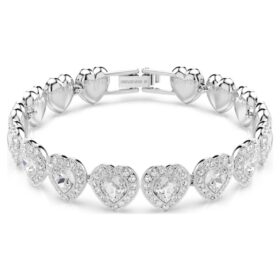 Pulseira Ariana Grande X Swarovski com cortes mistos, coração, branca, banhada a ródio