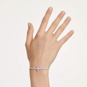 Pulseira Ariana Grande X Swarovski com cortes mistos, flor, multicolorida, banhada a ródio