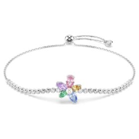 Pulseira Ariana Grande X Swarovski com cortes mistos, flor, multicolorida, banhada a ródio