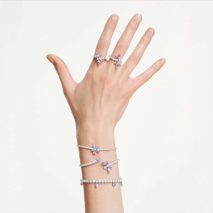 Pulseira Ariana Grande X Swarovski com cortes mistos, libélula, multicolorida, banhada a ródio Pulseira Ariana Grande X Swarovski com cortes mistos, libélula, multicolorida, banhada a ródio
