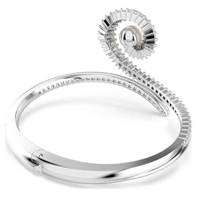 Pulseira Ariana Grande X Swarovski com pérola de cristal, corte baguete, branca, banhada a ródio Pulseira Ariana Grande X Swarovski com pérola de cristal, corte baguete, branca, banhada a ródio