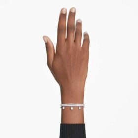 Pulseira Ariana Grande X Swarovski com pérolas de cristal, corte redondo, branca, banhada a ródio