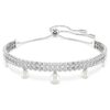 Pulseira Ariana Grande X Swarovski com pérolas de cristal, corte redondo, branca, banhada a ródio Pulseira Ariana Grande X Swarovski com pérolas de cristal, corte redondo, branca, banhada a ródio