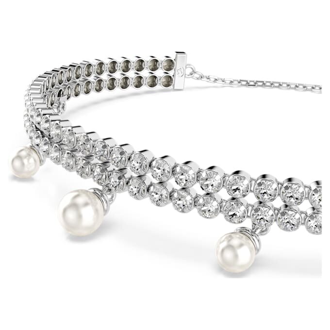Pulseira Ariana Grande X Swarovski com pérolas de cristal, corte redondo, branca, banhada a ródio Pulseira Ariana Grande X Swarovski com pérolas de cristal, corte redondo, branca, banhada a ródio