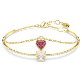 Pulseira Chroma em forma de coração, vermelha, banhada a ouro