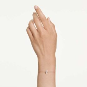 Pulseira Cisne com cortes mistos, cisne, branca, banhada a ouro rosa