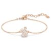 Pulseira Cisne com cortes mistos, cisne, branca, banhada a ouro rosa Pulseira Cisne com cortes mistos, cisne, branca, banhada a ouro rosa