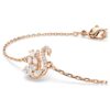 Pulseira Cisne com cortes mistos, cisne, branca, banhada a ouro rosa Pulseira Cisne com cortes mistos, cisne, branca, banhada a ouro rosa