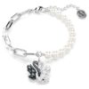 Pulseira Cisne com Pérolas de Cristal, Cisne, Preto, Acabamento em Metais Misturados Pulseira Cisne com Pérolas de Cristal, Cisne, Preto, Acabamento em Metais Misturados