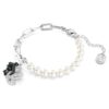 Pulseira Cisne com Pérolas de Cristal, Cisne, Preto, Acabamento em Metais Misturados Pulseira Cisne com Pérolas de Cristal, Cisne, Preto, Acabamento em Metais Misturados