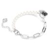 Pulseira Cisne com Pérolas de Cristal, Cisne, Preto, Acabamento em Metais Misturados Pulseira Cisne com Pérolas de Cristal, Cisne, Preto, Acabamento em Metais Misturados