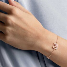 Pulseira Cisne, Rosa, com banho em tom de ouro rosa