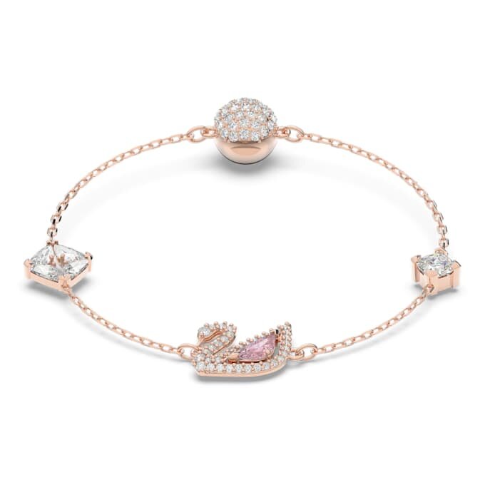 Pulseira Cisne, Rosa, com banho em tom de ouro rosa Pulseira Cisne, Rosa, com banho em tom de ouro rosa