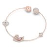 Pulseira Cisne, Rosa, com banho em tom de ouro rosa Pulseira Cisne, Rosa, com banho em tom de ouro rosa