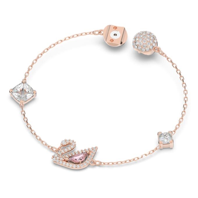 Pulseira Cisne, Rosa, com banho em tom de ouro rosa Pulseira Cisne, Rosa, com banho em tom de ouro rosa