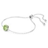 Pulseira com pedra de nascimento, corte quadrado, agosto, verde, banhada a ródio