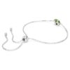 Pulseira com pedra de nascimento, corte quadrado, agosto, verde, banhada a ródio