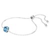 Pulseira com pedra de nascimento, corte quadrado, dezembro, azul, banhada a ródio