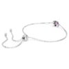 Pulseira com pedra de nascimento, corte quadrado, fevereiro, roxo, banhada a ródio
