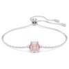 Pulseira com pedra de nascimento, corte quadrado, junho, rosa, banhada a ródio Pulseira com pedra de nascimento, corte quadrado, junho, rosa, banhada a ródio