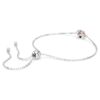 Pulseira com pedra de nascimento, corte quadrado, junho, rosa, banhada a ródio Pulseira com pedra de nascimento, corte quadrado, junho, rosa, banhada a ródio