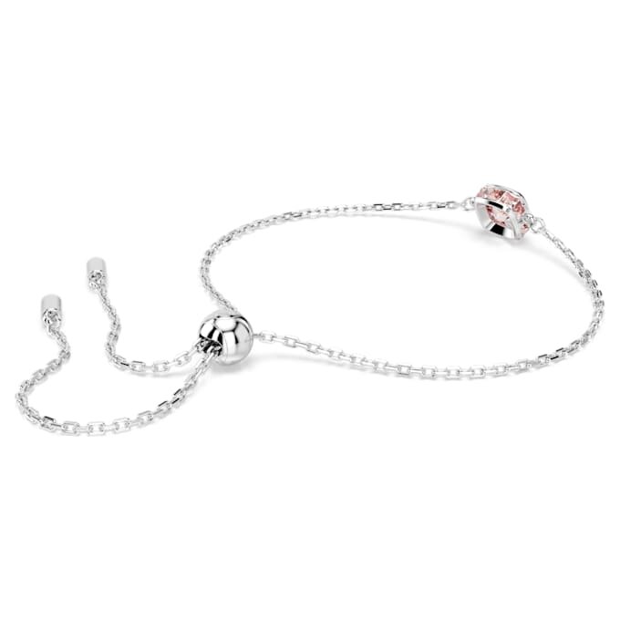 Pulseira com pedra de nascimento, corte quadrado, junho, rosa, banhada a ródio Pulseira com pedra de nascimento, corte quadrado, junho, rosa, banhada a ródio