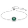 Pulseira com pedra de nascimento, corte quadrado, maio, verde, banhada a ródio Pulseira com pedra de nascimento, corte quadrado, maio, verde, banhada a ródio