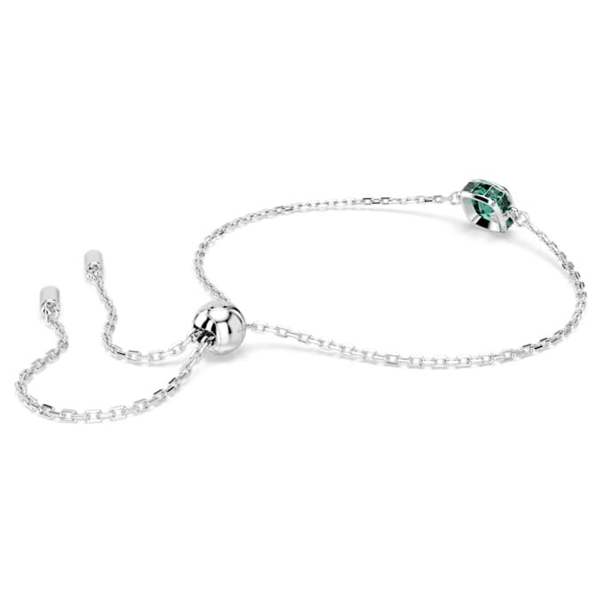 Pulseira com pedra de nascimento, corte quadrado, maio, verde, banhada a ródio Pulseira com pedra de nascimento, corte quadrado, maio, verde, banhada a ródio
