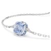 Pulseira com pedra de nascimento, corte quadrado, março, azul, banhada a ródio Pulseira com pedra de nascimento, corte quadrado, março, azul, banhada a ródio