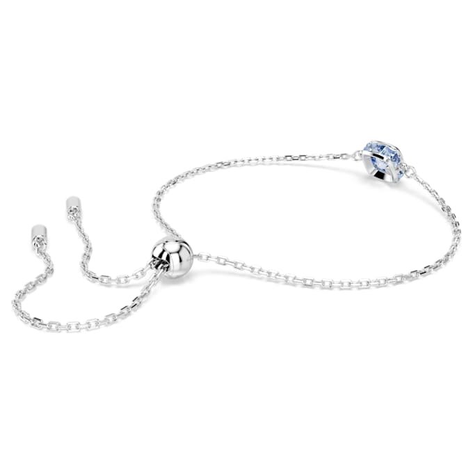 Pulseira com pedra de nascimento, corte quadrado, março, azul, banhada a ródio Pulseira com pedra de nascimento, corte quadrado, março, azul, banhada a ródio
