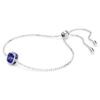 Pulseira com pedra de nascimento, corte quadrado, setembro, azul, banhada a ródio Pulseira com pedra de nascimento, corte quadrado, setembro, azul, banhada a ródio