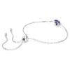 Pulseira com pedra de nascimento, corte quadrado, setembro, azul, banhada a ródio Pulseira com pedra de nascimento, corte quadrado, setembro, azul, banhada a ródio