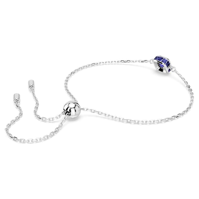 Pulseira com pedra de nascimento, corte quadrado, setembro, azul, banhada a ródio Pulseira com pedra de nascimento, corte quadrado, setembro, azul, banhada a ródio