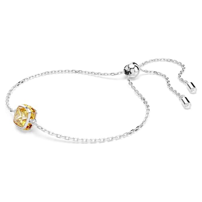 Pulseira com pedra de nascimento de corte quadrado, novembro, amarela, banhada a ródio Pulseira com pedra de nascimento de corte quadrado, novembro, amarela, banhada a ródio