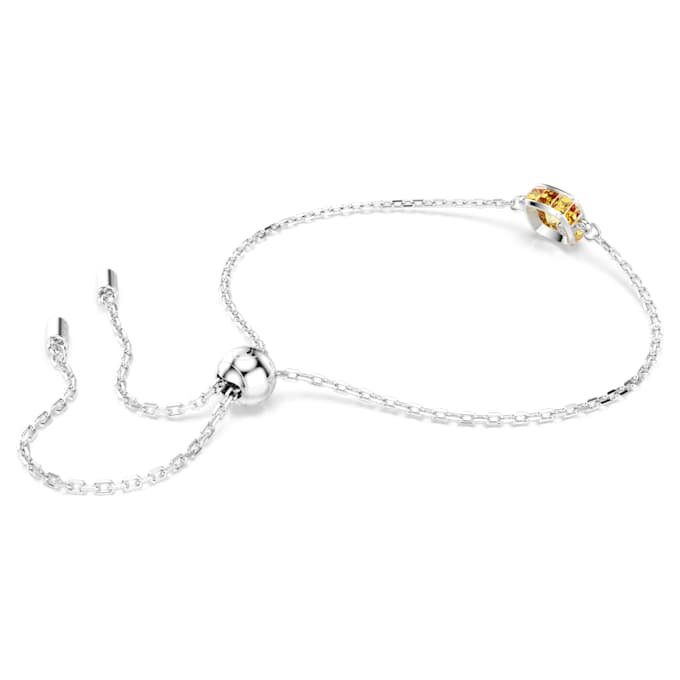 Pulseira com pedra de nascimento de corte quadrado, novembro, amarela, banhada a ródio Pulseira com pedra de nascimento de corte quadrado, novembro, amarela, banhada a ródio